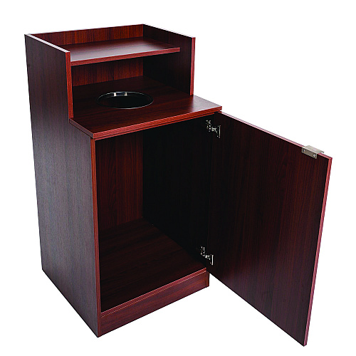Alpine 32 Gallon Wooden Enclosed Waste Receptacle with Drop Hole, Mahogany (ALP476DHMA)