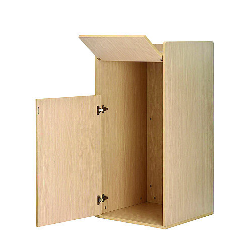 Alpine 40 Gal Commercial Tray Top Waste Enclosure Trash Receptacle, 40 gal, Wood, Medium Oak (ALP476MEO)