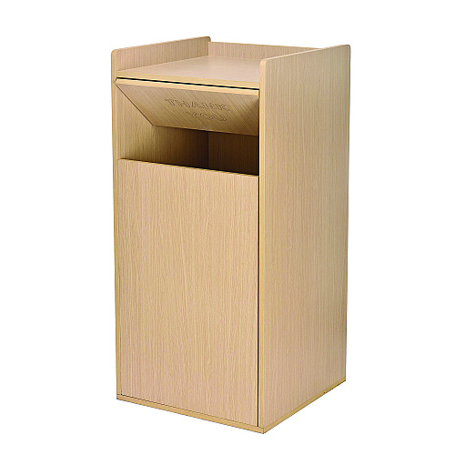 Alpine 40 Gal Commercial Tray Top Waste Enclosure Trash Receptacle, 40 gal, Wood, Medium Oak (ALP476MEO)
