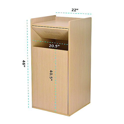 Alpine 40 Gal Commercial Tray Top Waste Enclosure Trash Receptacle, 40 gal, Wood, Medium Oak (ALP476MEO)