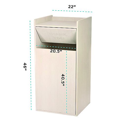 Alpine 40 Gal Commercial Tray Top Waste Enclosure Trash Receptacle, 40 gal, Wood, White (ALP476WHI)