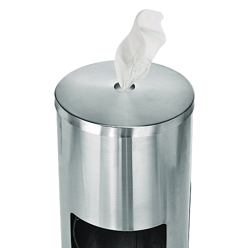 Alpine Stainless Steel 7 Gal Trash Can with Gym Disinfecting Wipes Dispenser (ALP4777)