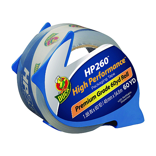 Duck HP260 Packaging Tape with Dispenser, 3" Core, 1.88" x 60 yds, Clear (07364)