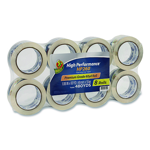 Duck HP260 Packaging Tape, 3" Core, 1.88" x 60 yds, Clear, 8/Pack (0007424)