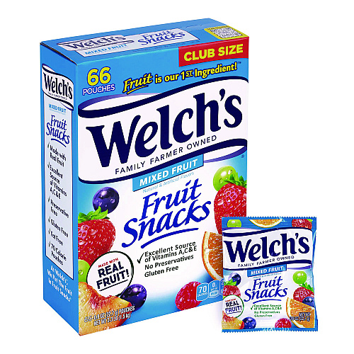 Welch's Fruit Snacks, Mixed Fruit, 0.8 oz Pouch, 66 Pouches/Box (20900320)