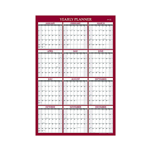 Blue Sky Classic Red Laminated Erasable Wall Calendar, 48 x 32, White/Red/Gray Sheets, 12-Month (Jan to Dec): 2026 (100034)