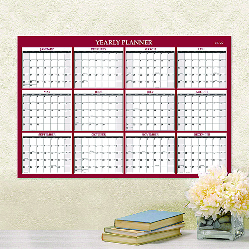 Blue Sky Classic Red Laminated Erasable Wall Calendar, 48 x 32, White/Red/Gray Sheets, 12-Month (Jan to Dec): 2026 (100034)