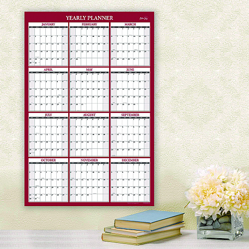 Blue Sky Classic Red Laminated Erasable Wall Calendar, 48 x 32, White/Red/Gray Sheets, 12-Month (Jan to Dec): 2026 (100034)