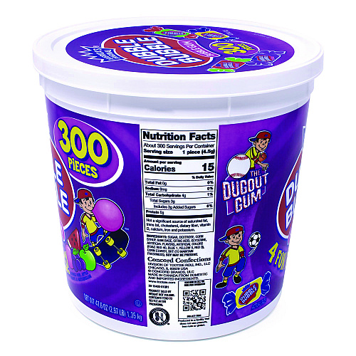Dubble Bubble Bubble Gum Assorted Flavor Twist Tub, 300 Pieces/Tub, 1 Tub/Carton (22000223)