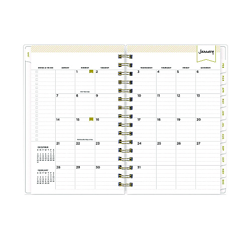 Blue Sky Day Designer Navy Stripe Daily/Monthly Planner, Horizontal Stripe Artwork, 8 x 5, Navy/White Cover, 12-Month (Jan-Dec): 2026 (103623)