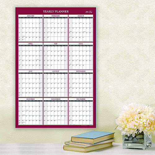 Blue Sky Classic Red Laminated Erasable Wall Calendar, 36 x 24, White/Red/Gray Sheets, 12-Month (Jan to Dec): 2026 (116054)