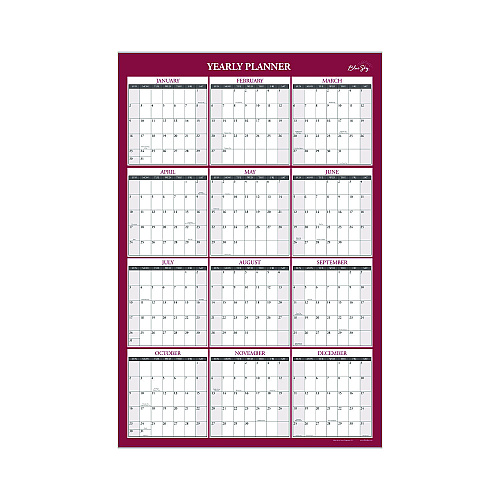 Blue Sky Classic Red Laminated Erasable Wall Calendar, 36 x 24, White/Red/Gray Sheets, 12-Month (Jan to Dec): 2026 (116054)