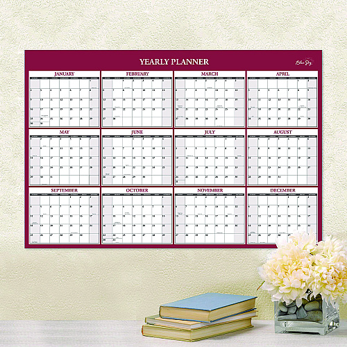 Blue Sky Classic Red Laminated Erasable Wall Calendar, 36 x 24, White/Red/Gray Sheets, 12-Month (Jan to Dec): 2026 (116054)