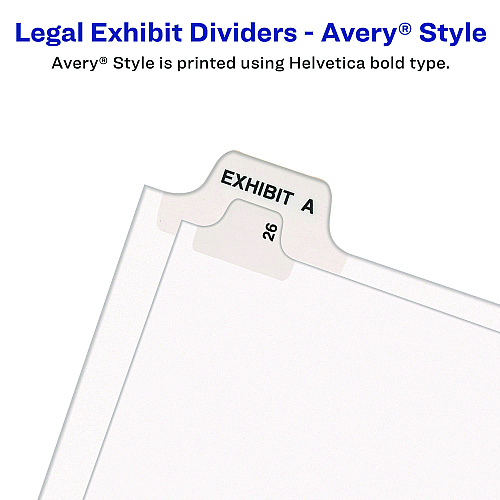 Preprinted Legal Exhibit Side Tab Index Dividers, Avery Style, 26-Tab, G, 11 x 8.5, White, 25/Set, (1407) (01407)