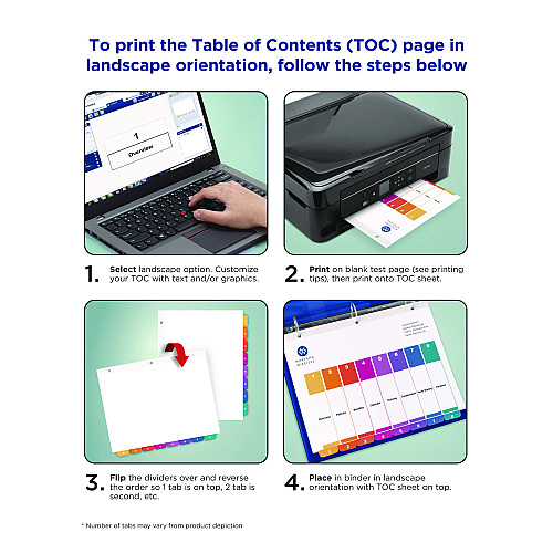 Avery Customizable Table of Contents Ready Index Multicolor Dividers, 31-Tab, 1 to 31, 11 x 8.5, White, 6 Sets (11831)