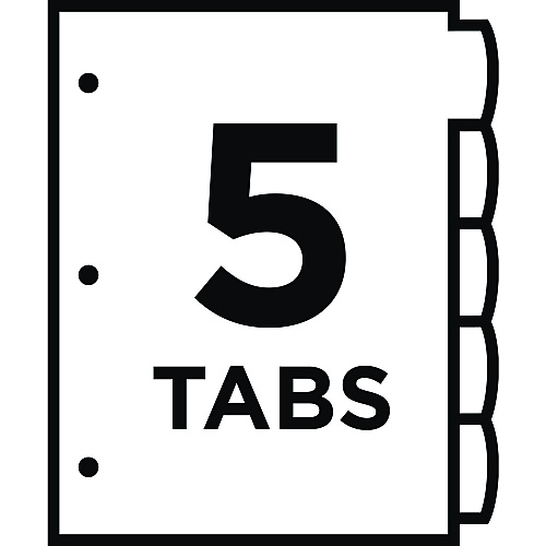 Avery Big Tab Ultralast Plastic Dividers, 5-Tab, 11 x 8.5, Assorted, 1 Set (24900)