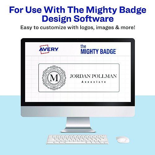 Avery The Mighty Badge Name Badge Inserts, 1 x 3, Clear, Laser, 20/Sheet, 5 Sheets/Pack (71210)
