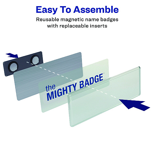 Avery The Mighty Badge Name Badge Inserts, 1 x 3, Clear, Laser, 20/Sheet, 5 Sheets/Pack (71210)