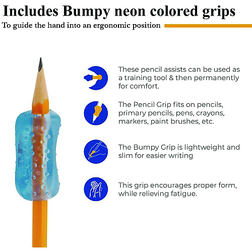 The Pencil Grip Bumpy Pencil Grip. 0.6" Long, Assorted Neon Colors, 72/Carton (12072)
