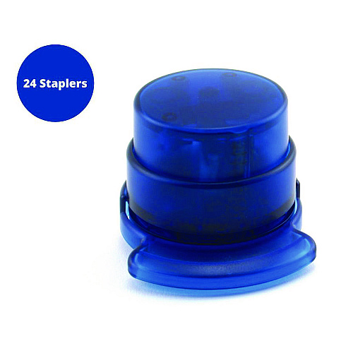 The Pencil Grip Staple-Free Stapler, 5-Sheet Capacity, 0.5" Throat Depth, Blue, 24/Carton (13324)