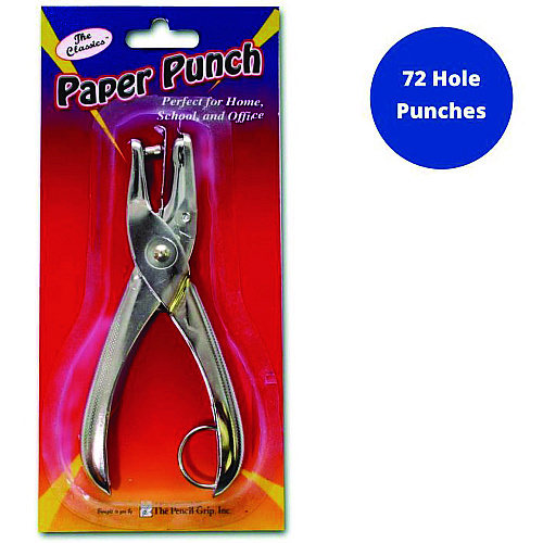 The Pencil Grip 15-Sheet One-Hole Punch, 0.25" Holes, Silver, 72/Carton (15672)