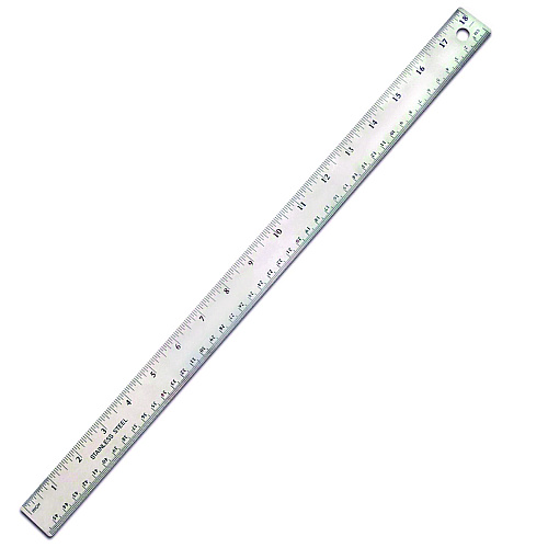 The Pencil Grip Stainless Steel Ruler, Standard/Metric, 18" Long, Silver, 36/Carton (15836)