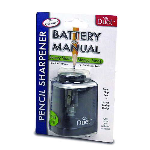 The Pencil Grip 2-in-1 Sharpener, Battery/Manual-Powered, 6.13 x 3, Black, 24/Carton (36424)