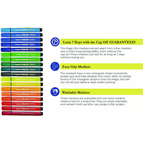 The Pencil Grip Magic Tri Stix Set, 12 Assorted Colors, 12/Set, 48 Sets/Carton (39548)