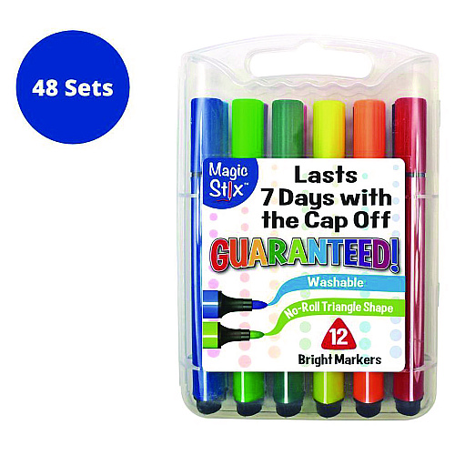 The Pencil Grip Magic Tri Stix Set, 12 Assorted Colors, 12/Set, 48 Sets/Carton (39548)