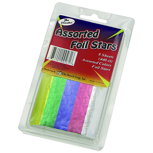 The Pencil Grip Foil Star Stickers, Assorted Colors, 55/Sheet, 8 Sheets/Pack, 72 Packs/Carton (46172)