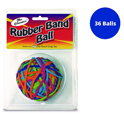 The Pencil Grip Rubber Band Ball, 2.5" Diameter, Assorted Colors, 250 Bands/Ball, 36/Carton (58136)