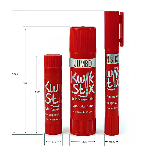 The Pencil Grip Kwik Stix Tempera Paint Set, 0.7" x 3.5", Assorted, 6 Sticks/Pack, 24 Packs/Carton (60124)