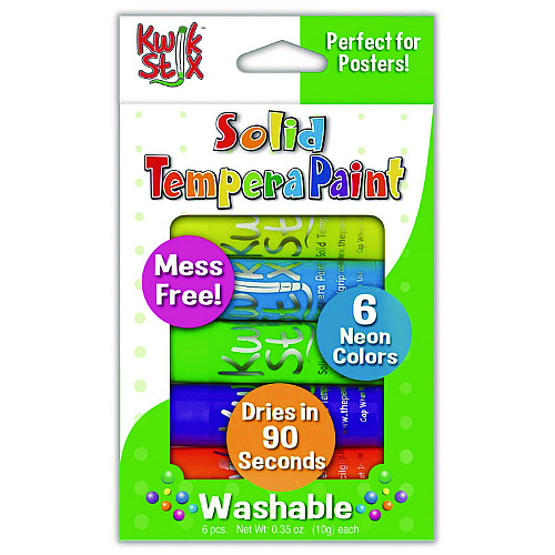 The Pencil Grip Kwik Stix Tempera Paint Set, 6 Assorted Neon Colors, 6/Set, 24 Sets/Carton (61024)