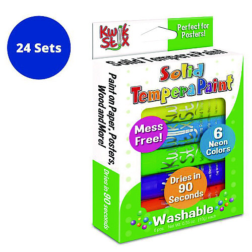 The Pencil Grip Kwik Stix Tempera Paint Set, 6 Assorted Neon Colors, 6/Set, 24 Sets/Carton (61024)