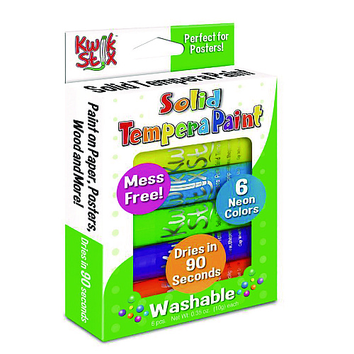 The Pencil Grip Kwik Stix Tempera Paint Set, 6 Assorted Neon Colors, 6/Set, 24 Sets/Carton (61024)