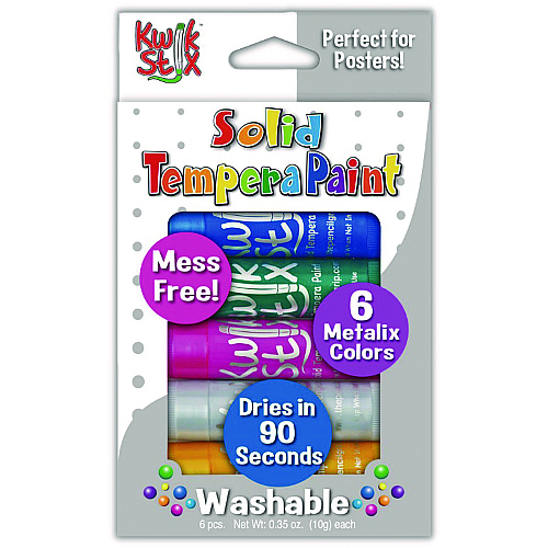 The Pencil Grip Kwik Stix Tempera Paint Set, 6 Assorted Metallic Colors, 6/Set, 24 Sets/Carton (61324)