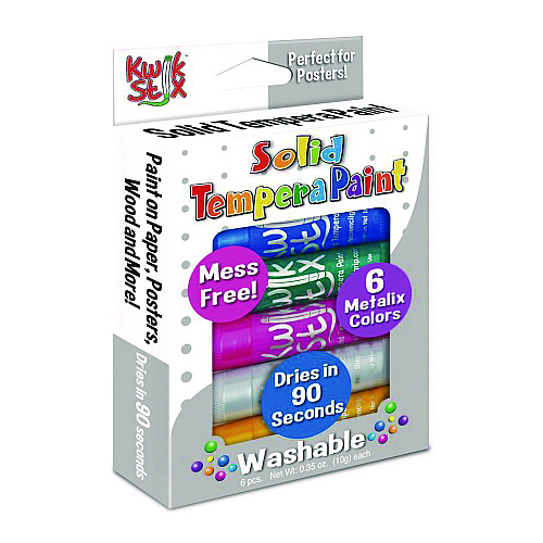 The Pencil Grip Kwik Stix Tempera Paint Set, 6 Assorted Metallic Colors, 6/Set, 24 Sets/Carton (61324)