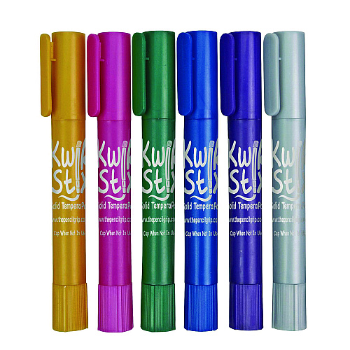 The Pencil Grip Thin Stix Tempera Paint Set, 6 Assorted Metallic Colors, 6/Set, 24 Sets/Carton (61924)