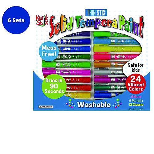 The Pencil Grip Thin Stix Tempera Paint Set, 12 Assorted Metallic Colors, 24/Set, 6 Sets/Carton (62006)
