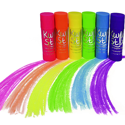 The Pencil Grip Jumbo Kwik Stix Tempera Paint Set, 6 Assorted Neon Colors, 6/Pack, 12 Packs/Carton (64512)