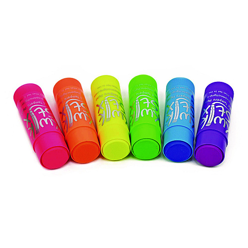 The Pencil Grip Jumbo Kwik Stix Tempera Paint Set, 6 Assorted Neon Colors, 6/Pack, 12 Packs/Carton (64512)
