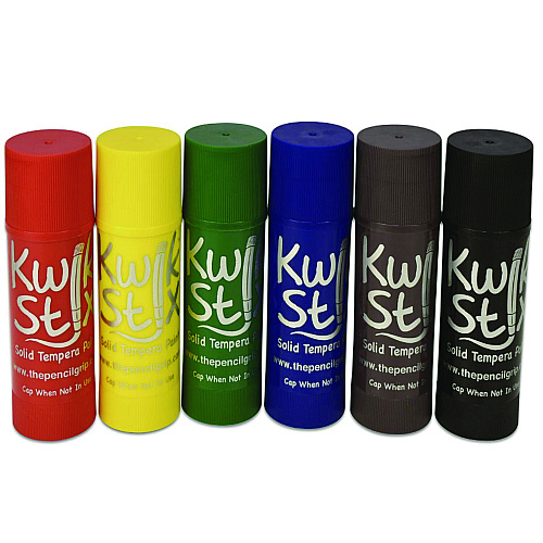 The Pencil Grip Kwik Stick Tempera Paint, 6 Assorted Classic Colors, 6/Pack, 12 Packs/Carton (64612)