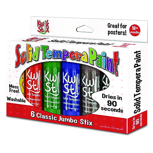 The Pencil Grip Kwik Stick Tempera Paint, 6 Assorted Classic Colors, 6/Pack, 12 Packs/Carton (64612)
