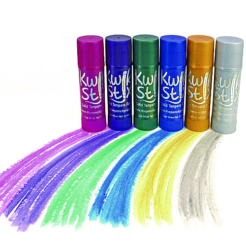 The Pencil Grip Kwik Stick Tempera Paint, 6 Assorted Metallic Colors, 6/Pack, 12 Packs/Carton (64712)