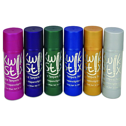The Pencil Grip Kwik Stick Tempera Paint, 6 Assorted Metallic Colors, 6/Pack, 12 Packs/Carton (64712)