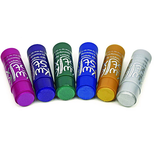 The Pencil Grip Kwik Stick Tempera Paint, 6 Assorted Metallic Colors, 6/Pack, 12 Packs/Carton (64712)