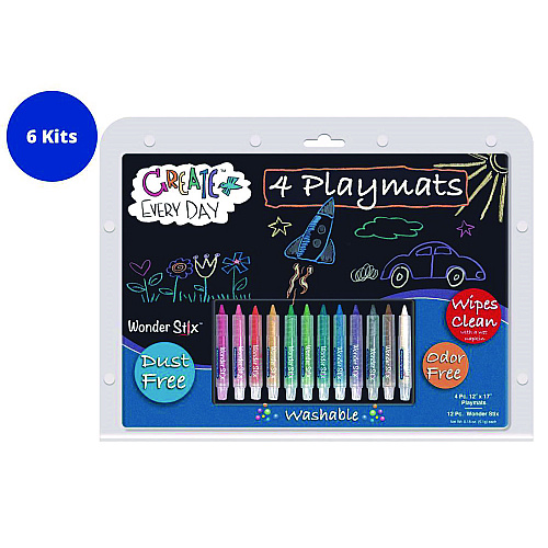 The Pencil Grip Wonder Stix Playmat Kit, 12 Assorted Pastel Wonderstix and 4 Playmats/Pack, 12 Packs/Carton (64906)