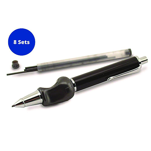 Heavyweight Mechanical Pencil Set w/The Pencil Grip, 2 mm Lead Refills, HB (#2), Black Lead, Black/Navy/Silver Barrel, 8/CT (65208)
