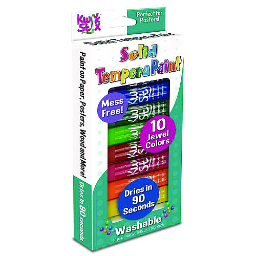 The Pencil Grip Kwik Stix Tempera Paint Set, 10 Assorted Jewel Tones Colors, 10/Pack, 12 Packs/Carton (67812)
