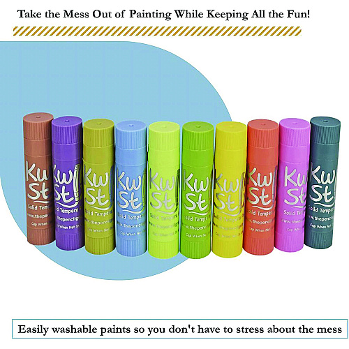 The Pencil Grip Kwik Stix Tempera Paint Set, 10 Assorted Pastel Colors, 10/Set, 12 Sets/Carton (68012)